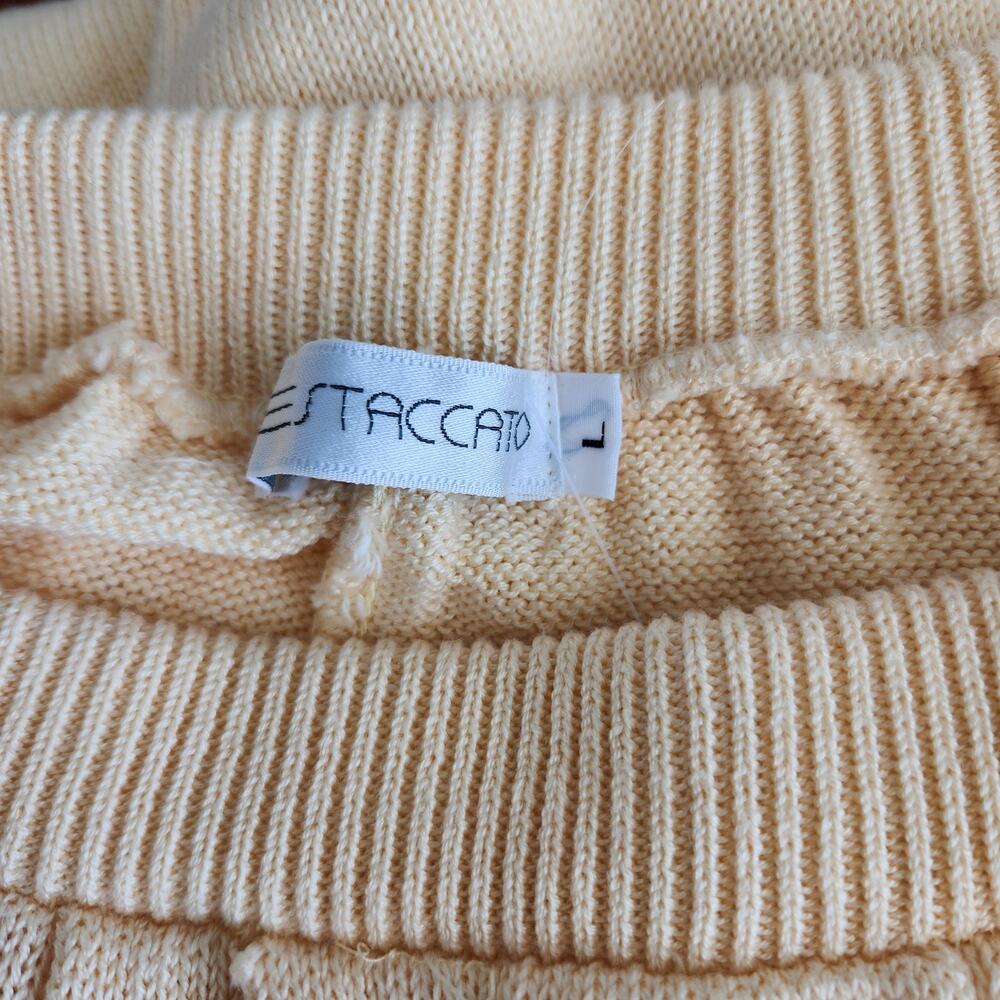 Vintage 90s Pastel Butter Yellow Cotton Knit High Waisted Jogger Pants XS S - Picture 7 of 9
